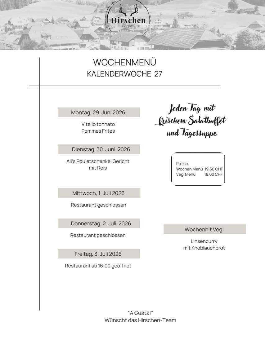 Wochenmenü