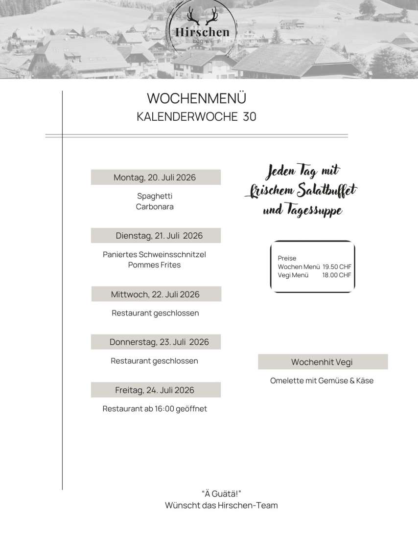 Wochenmenü